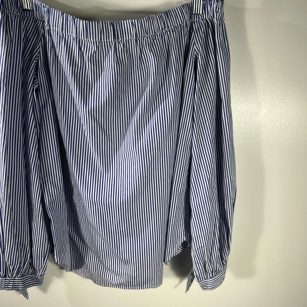 J. CREW Embellished off-the-Shoulder Striped Top Sz0 - Picture 7 of 11